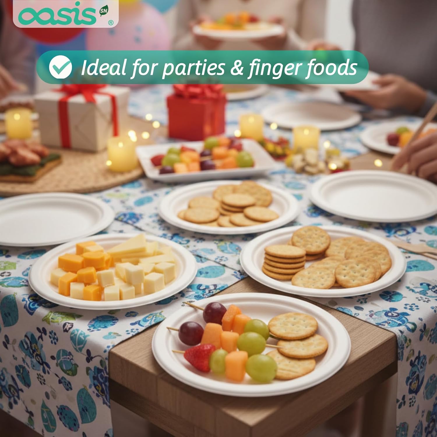 Skiennix Compostable Paper Plates - Heavy-Duty 6-Inch Dessert Plates | Eco-Friendly & Biodegradable, Perfect for Kids' Meals & Parties
