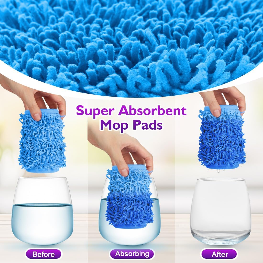 UNIMADE Reusable Mop Pads - 8 Pack Microfiber Refills with Scrubber Strips for 13''-15'' SprayMop | Washable, Pet-Friendly, Multi-Color
