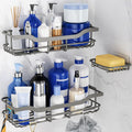 Omaira Shower Caddy - 3-Pack Adhesive Rustproof Organizer with Soap Holder for Smooth Walls | Grey, X-Large