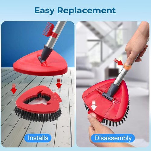 Spin Mop Replace Head Compatible with Ocedar EasyWring 1 Tank, Upgraded Scrub Brush Mop Replacement Head, 2 Microfiber Mop Refills, 1 Mop Handle, 1 Mop Base and 1 Mop Base Cleaning Brush Combo Set