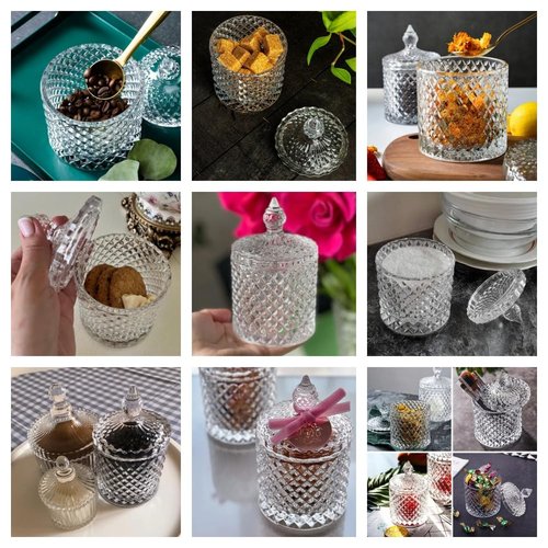 Clear Glass Jar with Lid – Qtip Holder, Cotton Ball Storage for Bathroom & Vanity, Crystal Glass, Candy Jar, Sugar Cube Storage for Kitchen Organizer, Home Decorative, Wedding Gift, Holiday Present