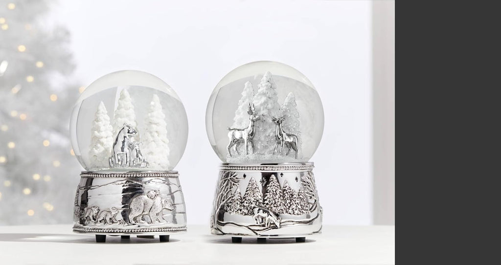 Reed & Barton Musical Snow Globe - North Pole Bound Polar Bears | Silver-Plated Winter Decor (1 Piece)