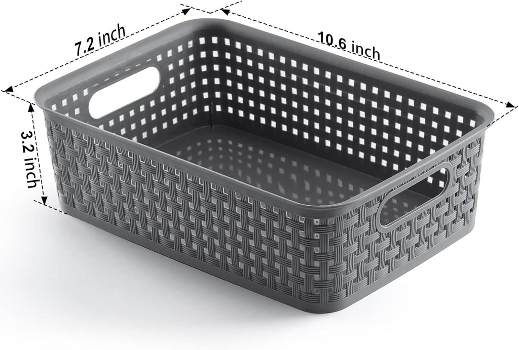 Skiennix Plastic Storage Baskets - 12 Pack Small Organizers for Pantry, Laundry, Bathroom & Kitchen