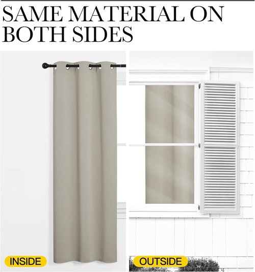 NICETOWN Natural Room Darkening Curtains - 96" Long | Total Privacy Drape Panels for Boho Farmhouse Decor (Set of 2, 55" Wide)