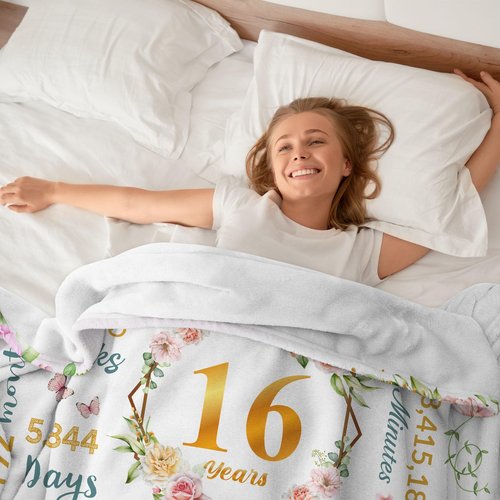 Nucleotech Sweet 16 Gifts for Girls, Gifts for 16 Year Old Girl, 16th Birthday Gift for Girls, Sweet Sixteen Year Old Girl Birthday Gift Idea, Present for 16 Yr Old Throw Blanket 60"x50"