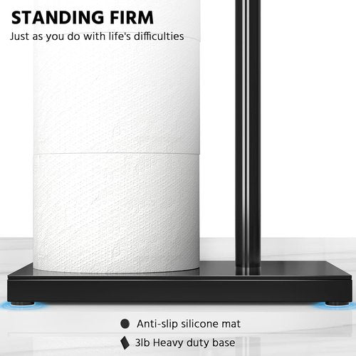 CISILY Black Toilet Paper Holder Stand - Free Standing Design with Storage Shelf for Bathroom Essentials