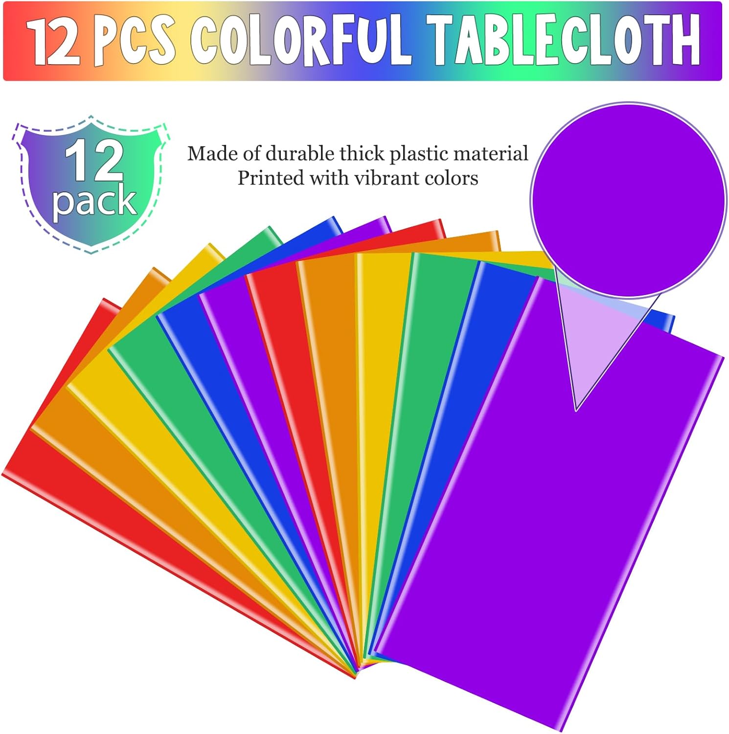 Regine Switzerland Disposable Plastic Tablecloths - 12 Pack Assorted Colors | 54 x 108 Inch for Parties & Events