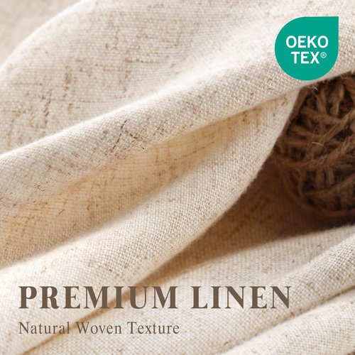 XOGUIBO Linen Shower Curtain Beige, Fabric Boho Farmhouse Shower Curtains for Bathroom Cream Cotton Natural Cloth Liner Set 72" W x 72" L