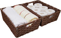 Onlytak Large Wicker Storage Basket Set - Washable & Waterproof Metal Frame | 15" x 10.3" x 5.2" - Brown