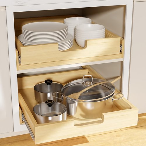 Grehitk Pullout Cabinet Organizer, 26''W×21''D×3''H Slide Out Shelves for Kitchen Cabinets, Pull out Drawers for Kitchen Cabinets, Pantry, Bathroom, & Storage Organization