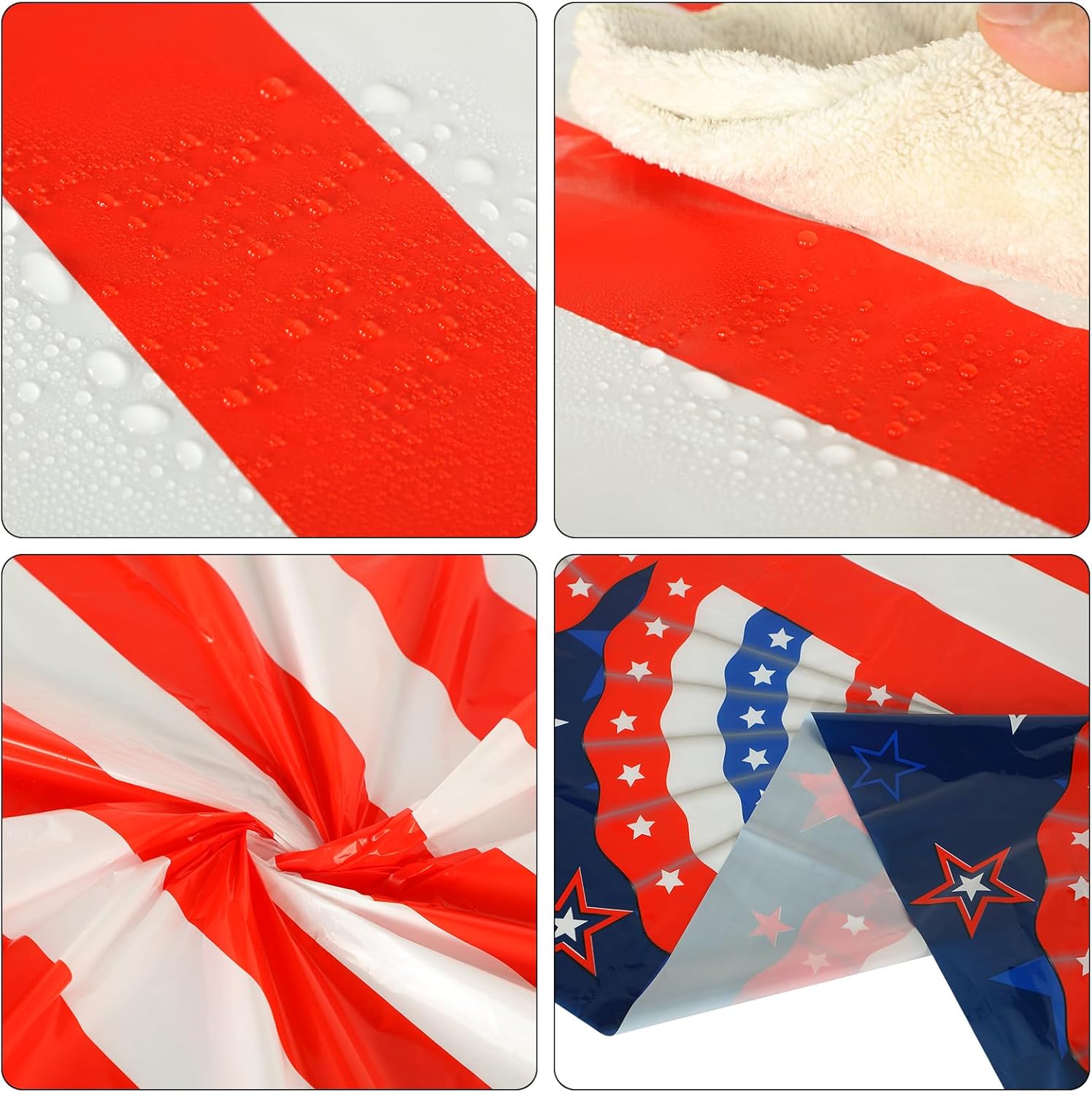 Oudain Patriotic Tablecloths - 6 Pcs 54" x 108" Disposable Red, Blue & White for 4th of July & Memorial Day