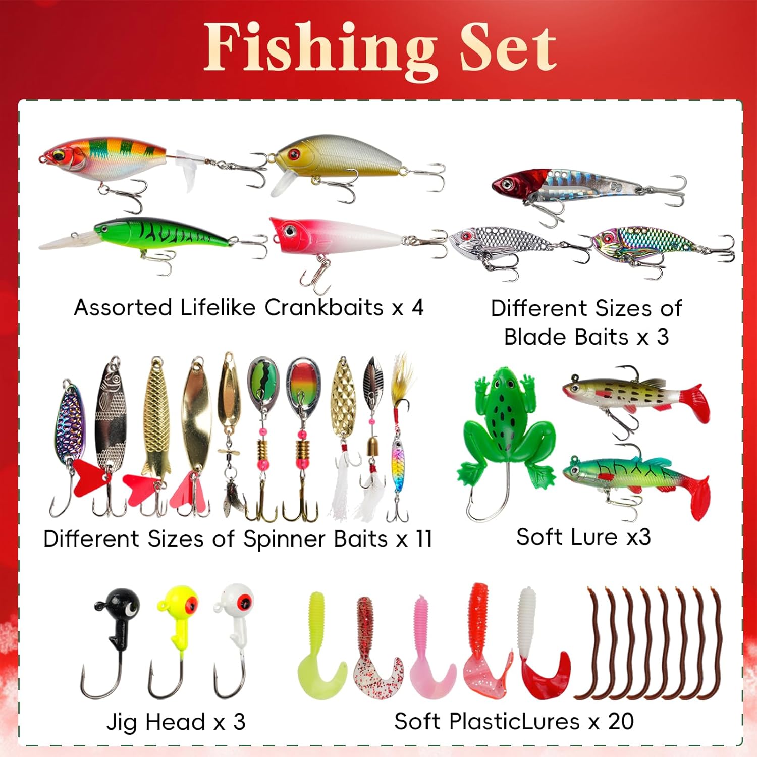 Advent Calendar 2025 Fishing Lure Set - Soft & Hard Lures for Freshwater & Saltwater | 24 Days of Fishing Surprises