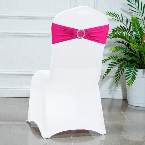 MDS Spandex Chair Sashes - Premium Stretch Covers with Buckle Slider for Weddings & Events | Pack of 50 - Magenta