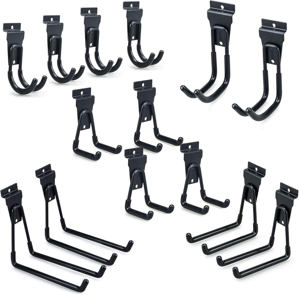 Slatwall Hooks by [Brand Name] - Versatile Wall Mount Tool Holders for Garage & Garden (14 Pack, Black)