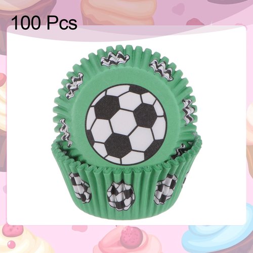HARFINGTON 100 Count Cupcake Liners Soccer Cupcake Cups Standard Size Muffins Liners Papers Baking Cups Wrappers Greaseproof for Party Wedding Birthday