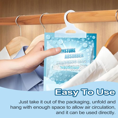 Corodo Moisture Absorbers Packets - 5 Pack Hanging Moisture Absorbers Dehumidifier Bags for Closet Bathroom Kitchen, Fragrance Free Humidity Absorber Packs, Removes Moisture & Odors