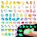 Zerobe Luminous Mini Resin Animals - Miniature Glow in The Dark Resin Animal Figures to Hide Tiny Small Little Ducks Turtles Dinosaurs and Frogs for Micro Landscape Fairy Garden Decor