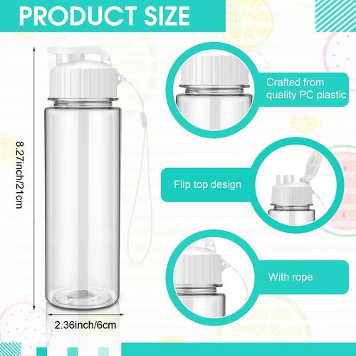 Maxcheck 30 Pieces Water Bottle Bulk 17 oz Plastic Sports Water Bottles Bulk with Handle Strap Lightweight Leakproof Drink Flip Top for Adults Fit Gym(Classic Style,White)