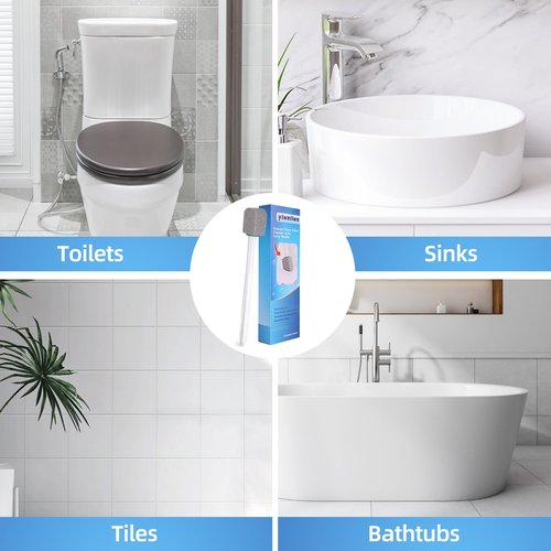 yiweiiwn Pumice Stone Toilet Cleaner with Long Handle Pumice Stone Toilet Bowl Cleaner Rust and Grease Stain Clean Suitable for Toilets Bathroom Sink,BBQ 2Handle and 10Pumices Stones(Gray)