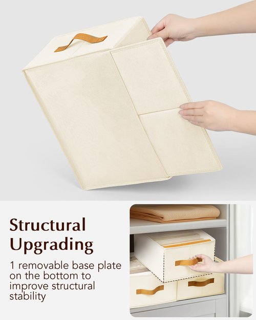 Homsorout Clothes Organizer - Foldable Fabric Jeans Storage with Handles | 6 Pack, Beige, 4/5/7 Grids