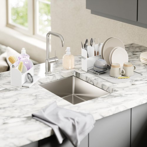 Umbra Sling Sponge Holder Sink Caddy with Dish Soap Dispenser Pump for Kitchen