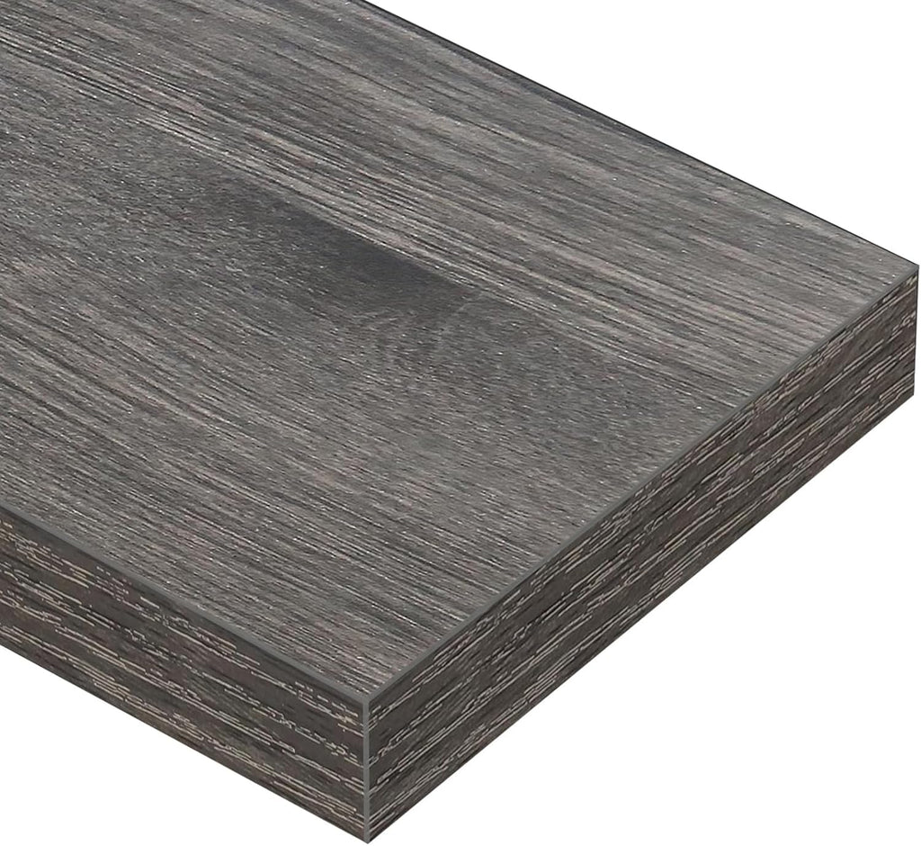 QEEIG Floating Shelves - Stylish Wall Storage for Bathroom, Bedroom & Kitchen - 16 Inch Set of 3, Grey