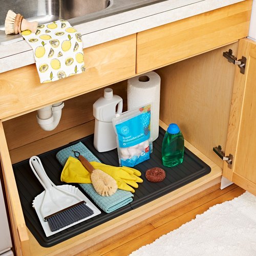 madesmart Expandable Drip Tray, Under Sink Storage Organizer, Multi-Purpose Home Organization, , Granite