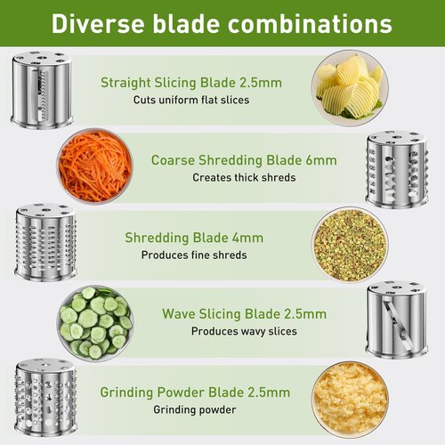 Slicer Shredder Attachment for KitchenAid Stand Mixer with 5 Blades, Cheese Grater Attachment, Fresh Prep Slicer, Bigger Vegetable Salad Maker Accessories for Kitchenaid