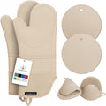 Rorecay Silicone Oven Mitts Set - Extra Long, High Heat Resistant 500°F | 6-Piece Non-Slip Kitchen Gloves