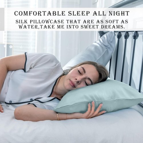 Mulberry Silk Pillowcase - Soft & Breathable for Hair and Skin | Standard 20" x 26" - Haze Blue