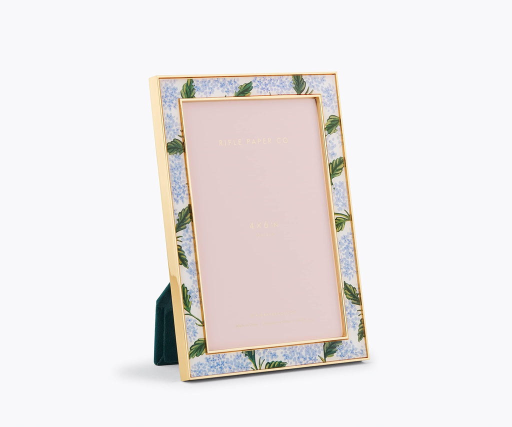 RIFLE PAPER CO. Hydrangea 4x6 Picture Frame For Special Photos With Friends And Family, Stylized Pattern Single Photo Frame For Desks, Cabinets, And Nightstands