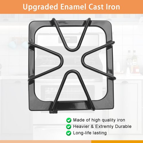 W10447925 Stove Grates Replacement for Whirlpool Stove Top, Gas Burner Range Grate for Maytag Amana Inglis Kirkland Cooktop Parts, Range Surface Grate Cast Iron Oven Grates Burner Rack Sets 4 Pack