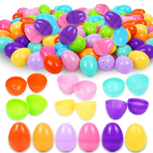 500Pcs Easter Eggs, 2.3" Fillable Colorful Bright Plastic Easter Eggs Empty for Easter Hunt, Filling Treats, Easter Basket Stuffers Fillers, Party Favors, Classroom Prize Supplies Decoration