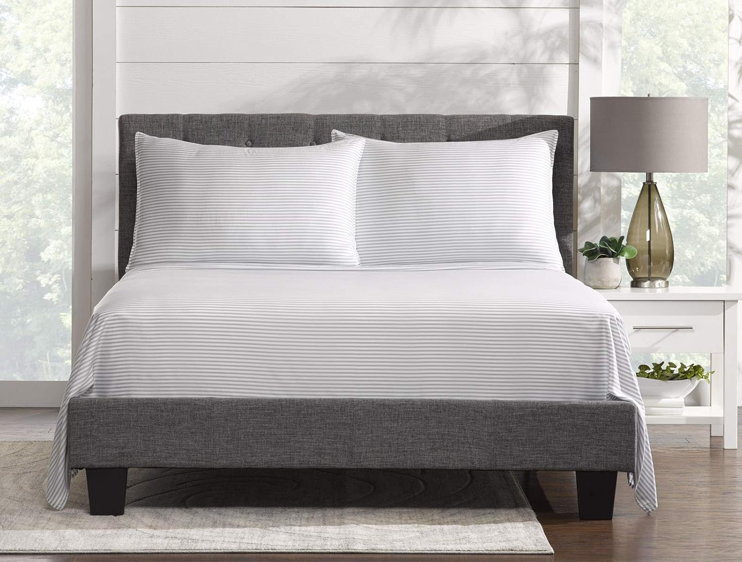 Pure Bamboo Twin Sheets - Luxuriously Soft 100% Organic Viscose Bed Sheet Set | Cooling Stripes with 2-Year Quality Promise