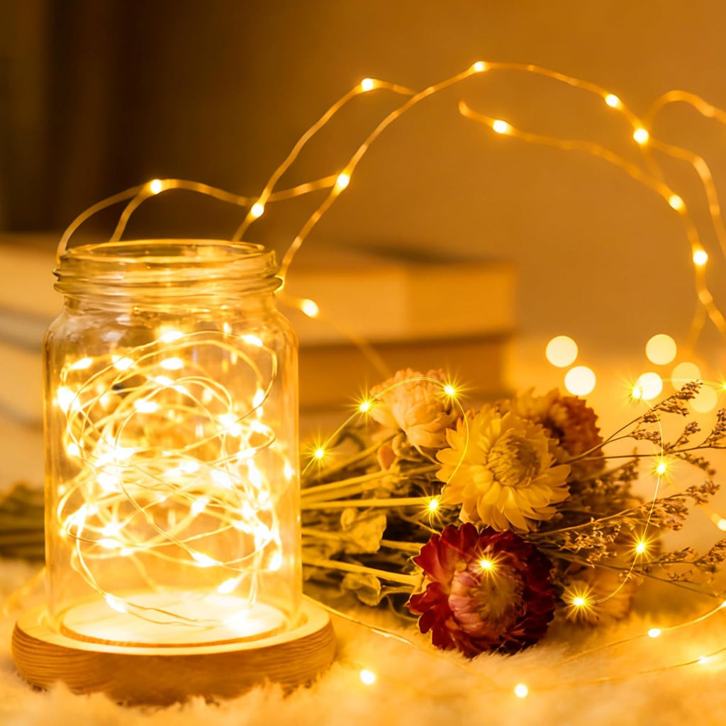 Skiennix Fairy String Lights - 50 LED Copper Twinkle Lights with Remote & Timer | 16ft Waterproof for Indoor Decor