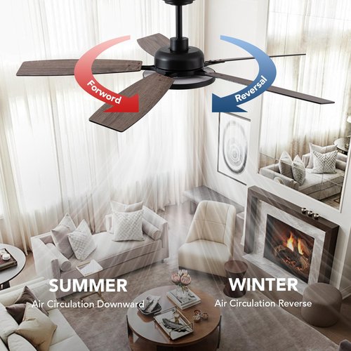 SPACORA 52 Inch Ceiling Fans with Lights, Black Ceiling Fan with Light and Remote Control, 3CCT, Dimmable, Noiseless, DC Reversible Motor, Indoor/Outdoor Ceiling Fan for Bedroom, Living Room, Patio