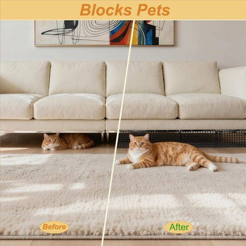 Neehows 12 Pcs Under Couch Blocker for Pets, Bed Blocker with 100 Durable Zip Ties (25cm length, 5mm width), Plastic Under Sofa Toy Stopper Bed Barriers for Cats Dogs Furniture - Black