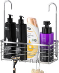SHANSHUI Shower Caddy - Rustproof 304 Stainless Steel Bathroom Organizer with Hooks | Over Door Design