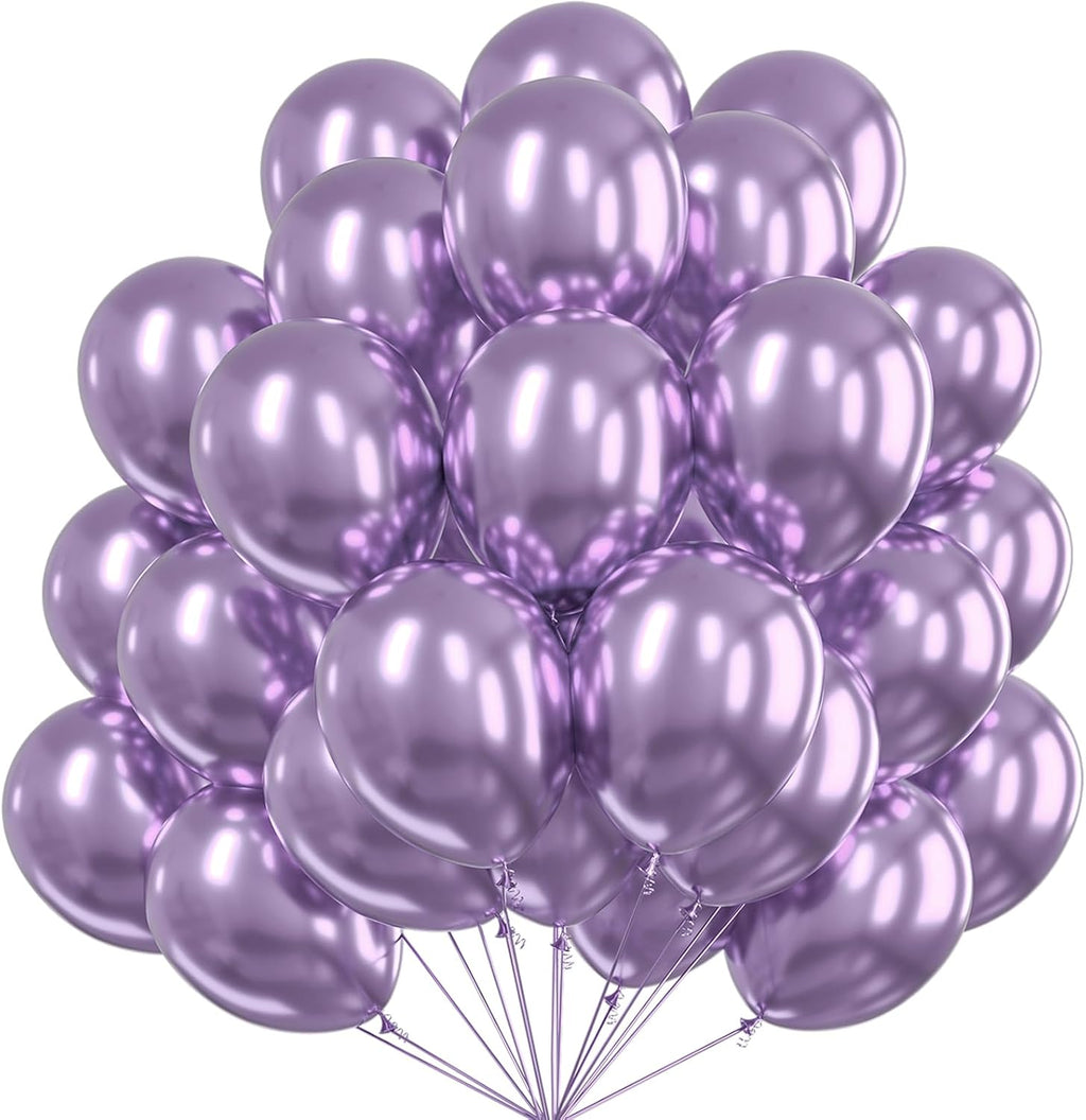PartyWoo Metallic Purple Balloons - 50pcs 12 Inch Chrome Balloons for Graduation & Bridal Showers