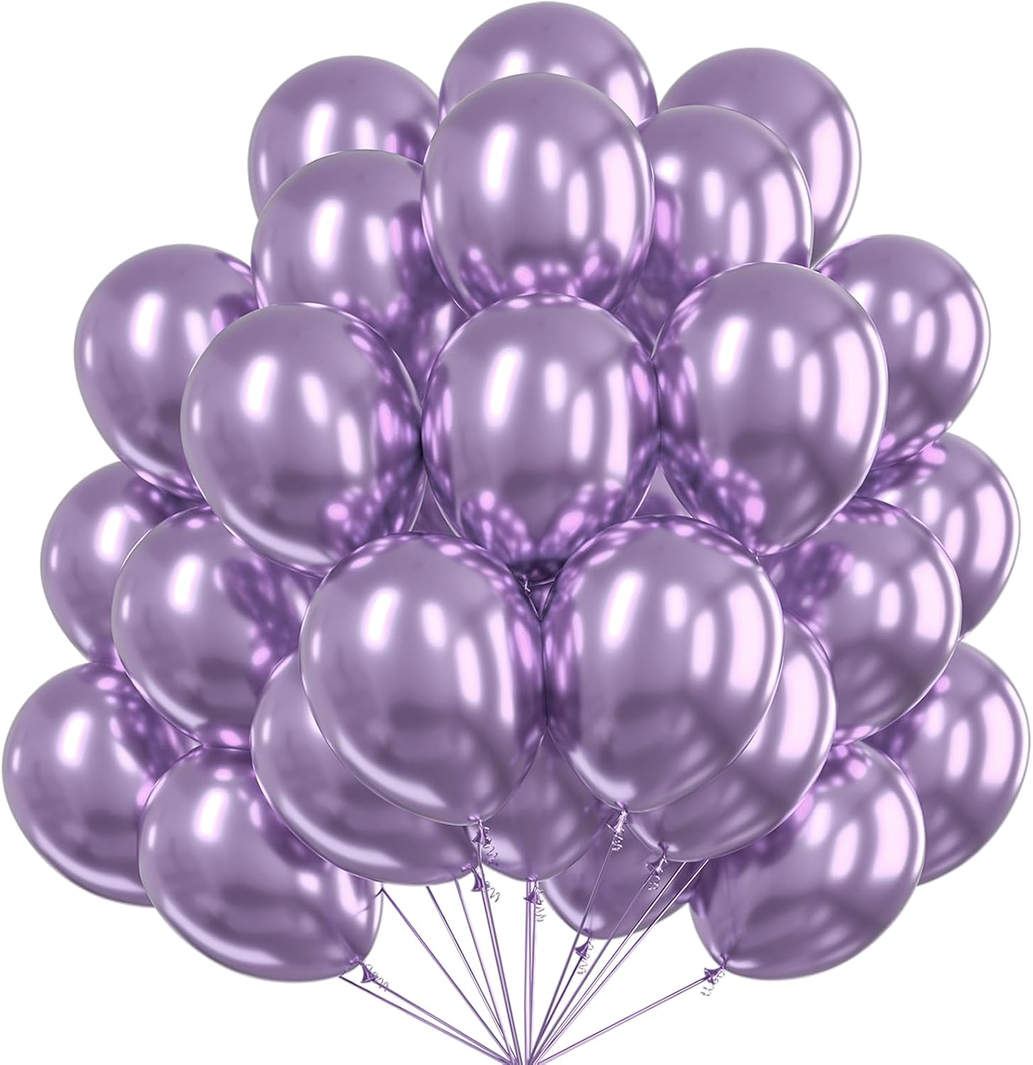 PartyWoo Metallic Purple Balloons - 50pcs 12 Inch Chrome Balloons for Graduation & Bridal Showers
