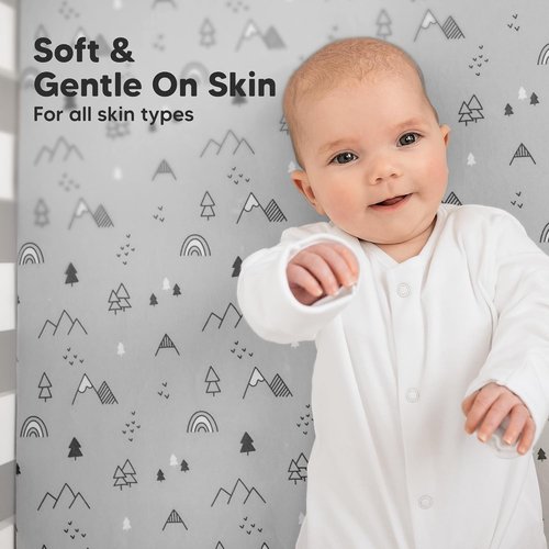 KeaBabies Organic Crib Sheets - 2-Pack Fitted Baby Mattress Covers | Soft Jersey Cotton, Neutral Woodland Prints, 52x28