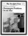 iHery Premium Natural Black Oak Wood Wall Art - Trendy Champagne Problems Newspaper Print | 8x10in Framed Canvas Decor for Dorm & Living Room