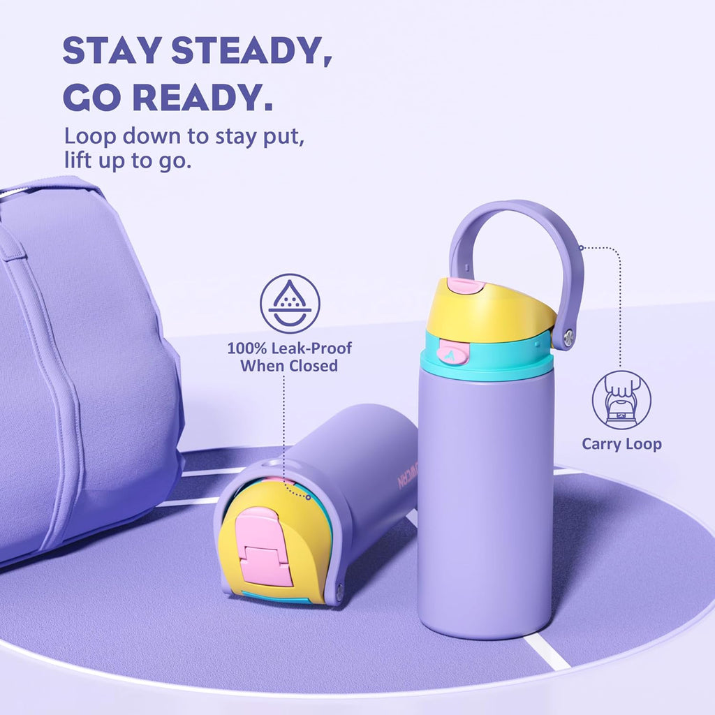 POWCAN Insulated Water Bottle - 18 oz Leakproof Design with 2-in-1 Spout & Straw | Cold for 24 Hours, Perfect Gift for Women & Girls (Tangled Shine)