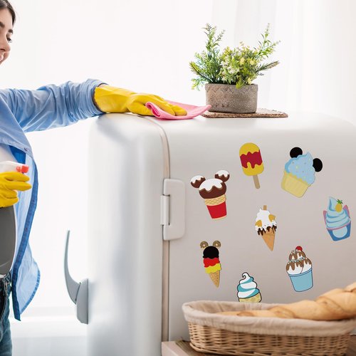 Qweryboo 12Pcs Mouse Cruise Door Magnets Stickers Fridge Refrigerator,Cute Ice Cream Magnet Car Door Fridge Magnet Sticker Whiteboards for Holiday Kitchen Locker Favors