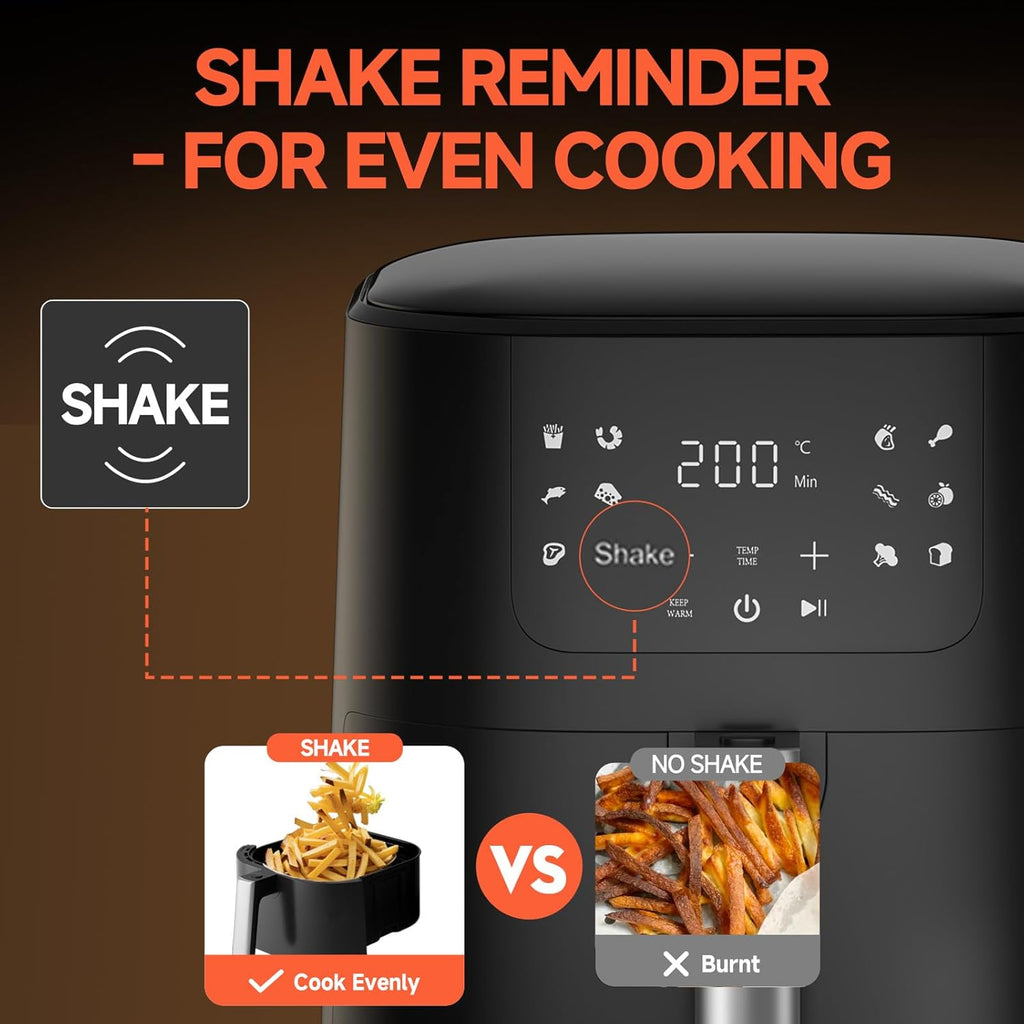QIDO Air Fryer - 5 QT Compact Airfryer with Touchscreen Controls & Nonstick Basket - Black
