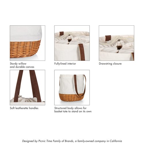 PICNIC TIME Mandalorian Grogu Coronado Canvas and Willow Basket Tote Picnic Bag with Drawstring Closure and Durable Handles, Beach and Market Tote for Everyday Carry, (Beige Canvas)