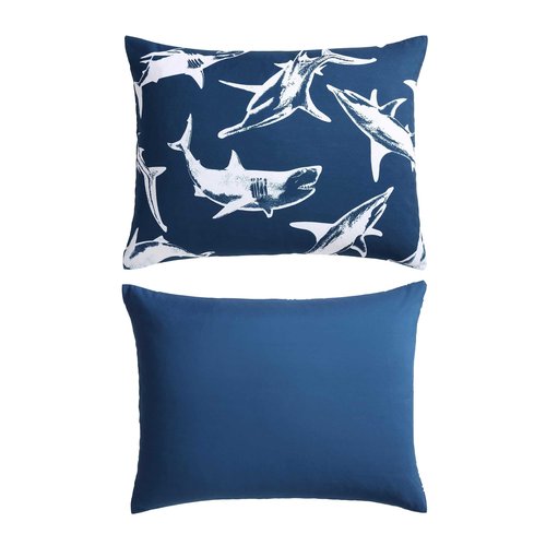 Eddie Bauer Kids - Kids Comforter Set, Super Soft Reversible Toddler Bedding with Matching Sham & Bonus Decorative Pillow, Ideal Boy Room Essentials (Vinny & Shark Friends Blue, Twin)