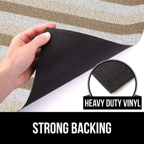 GORILLA GRIP Heavy Duty Striped Doormat, Thick Bristles, Crush Proof Texture, Catches Dirt from Shoes, Strong Backing, Easy to Clean, Indoor and Outdoor Entrance Mats, 24x16, White Cream Beige
