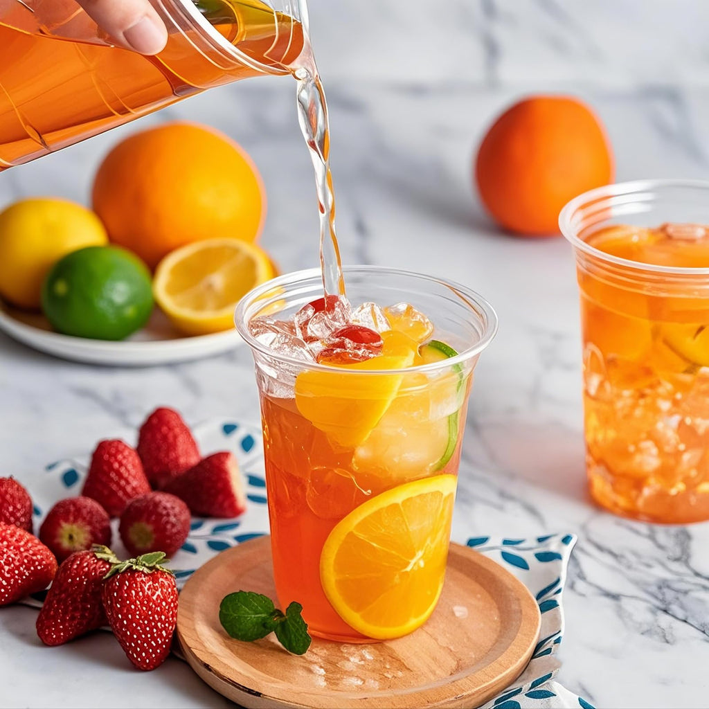Ezselect 32 oz Clear Plastic Cups Disposable Crystal Cup Bulk 50 Pack, Extra Thick Disposable Cold Cups for Party Birthday Event Bar, Smooth Plastic Cup for Juicer, Ice Cream, Wine, Cocktail