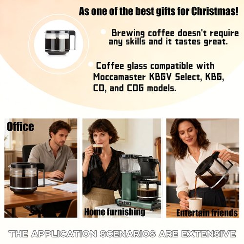𝟐𝟎𝟐𝟔 𝐔𝐩𝐠𝐫𝐚𝐝𝐞 Carafe Compatible With Technivorm 89830 1.25L Glass Carafe, 10Cup/40oz Coffee Pot Compatible with Moccamaster KBG/KBGV/CDG Model Brewer, External Metal Ring Reinforcement.